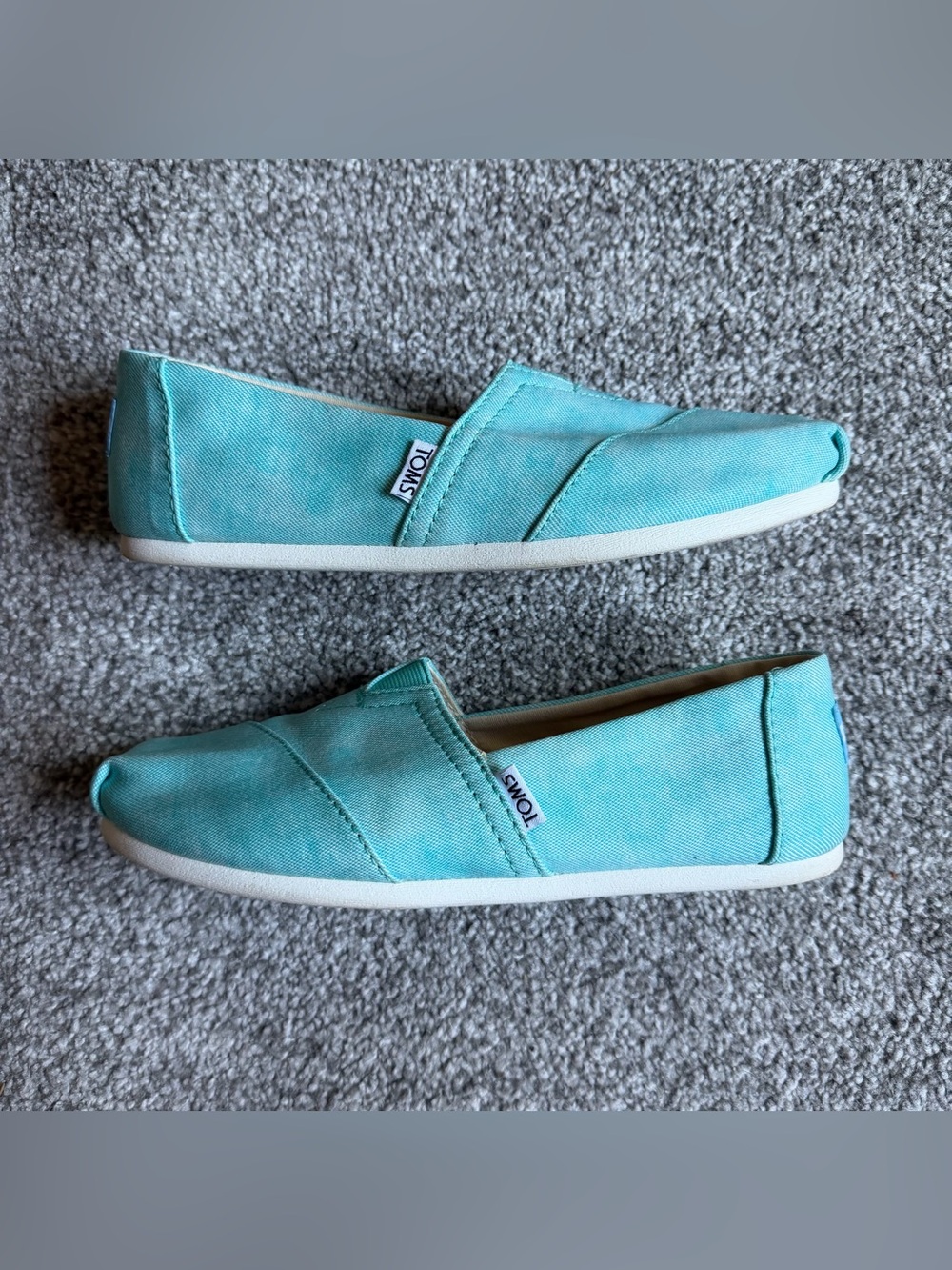 Toms Alpargata Canvas Slip On Flats Shoes Blue Twill